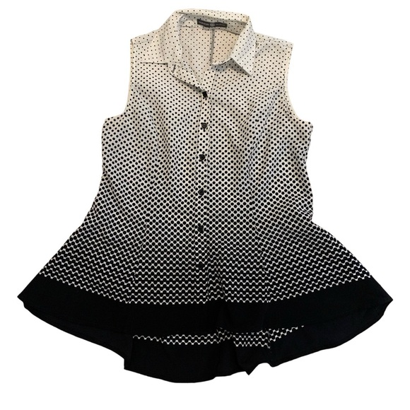 Signature Collection Black and White Polka Dot Tunic Top Small - Picture 1 of 6